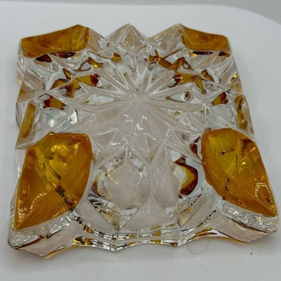 Vintage Mid-century Ash Tray with Amber Accents - Picture 4 of 6